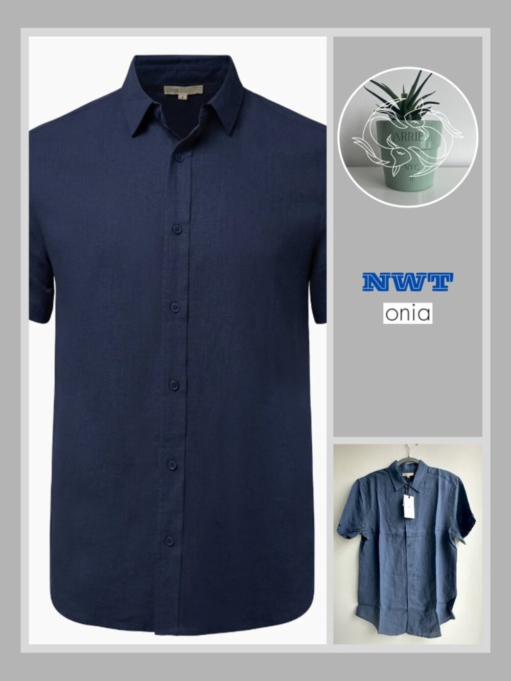 Onia - Standard S/Sleeve Linen Shirt - Vintage Indigo (M)